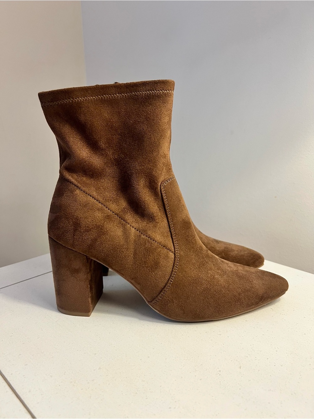 Old Navy Brown Suede Block Heel Ankle Boots